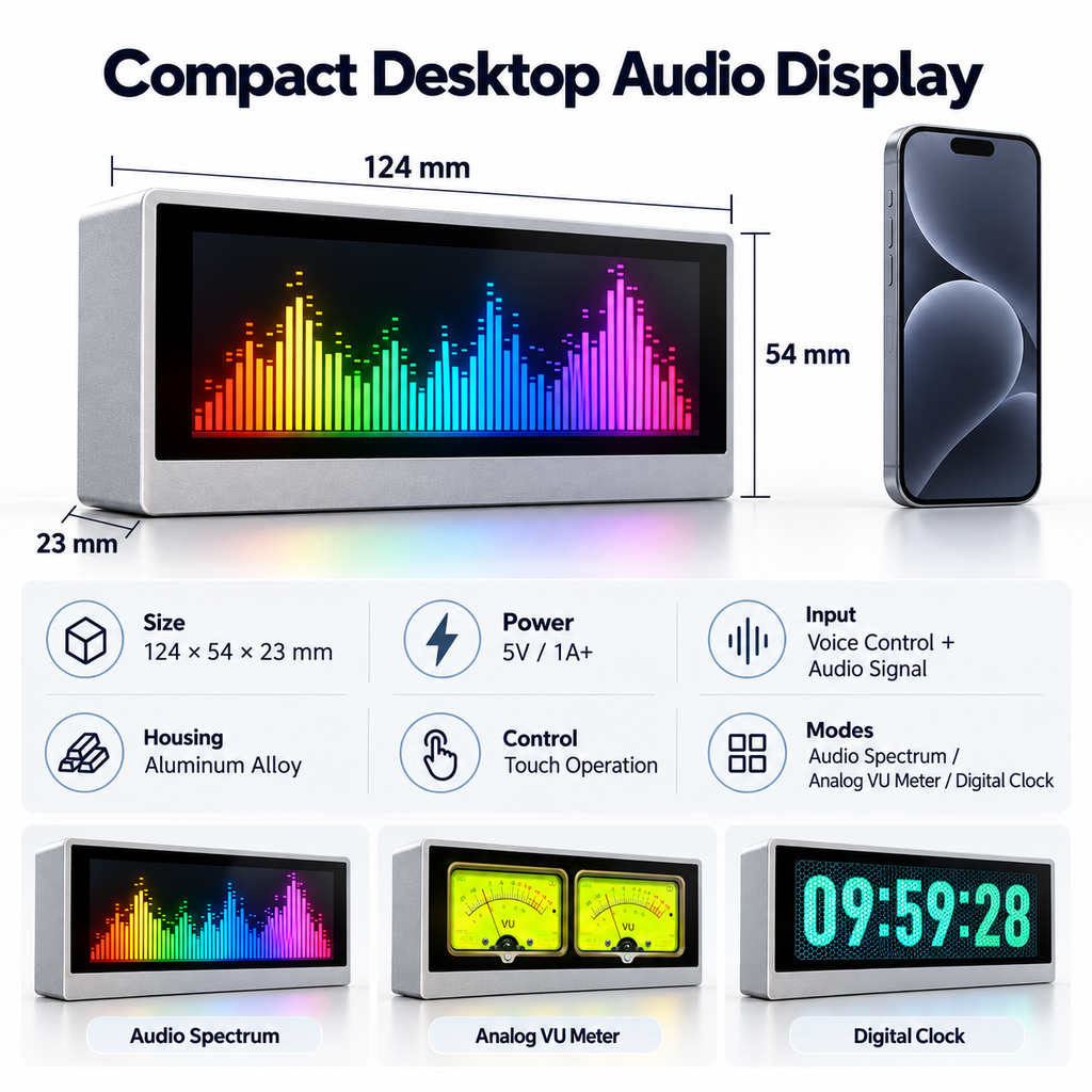 AK Multi-Function Audio Spectrum VU Meter Clock, Retro Analog Needle D ...